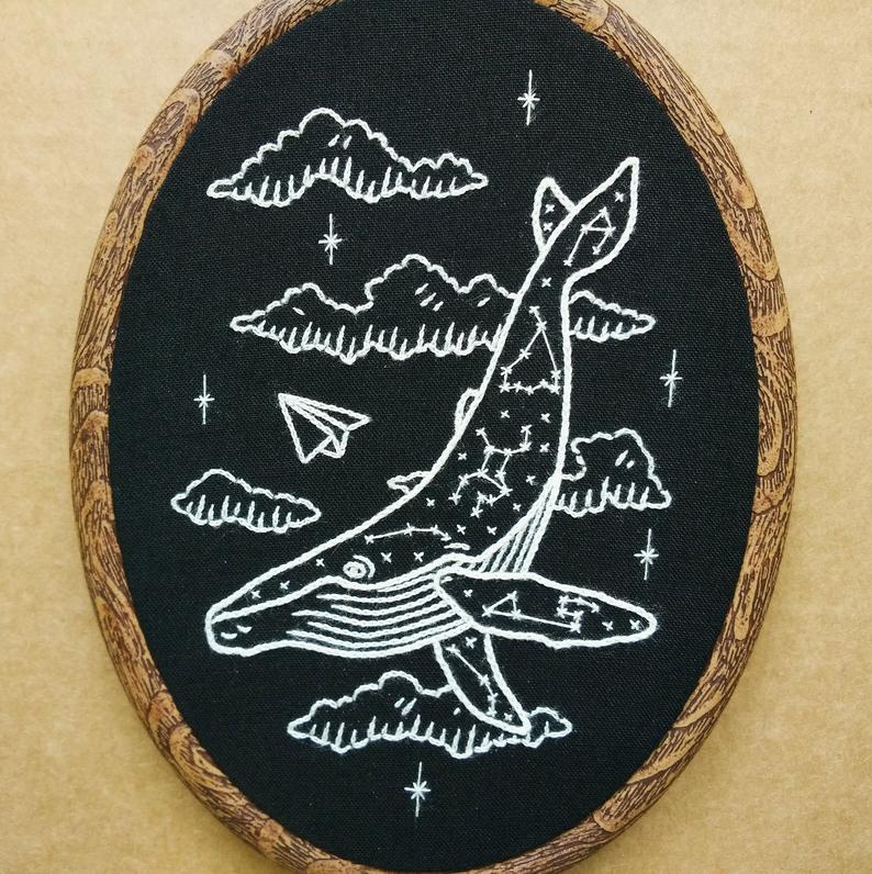 constellation whale embroidery pattern