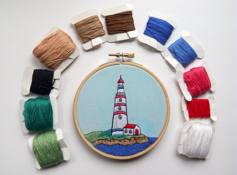 lighthouse embroidery pattern