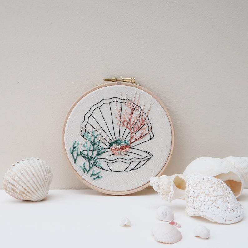 seashell embroidery pattern