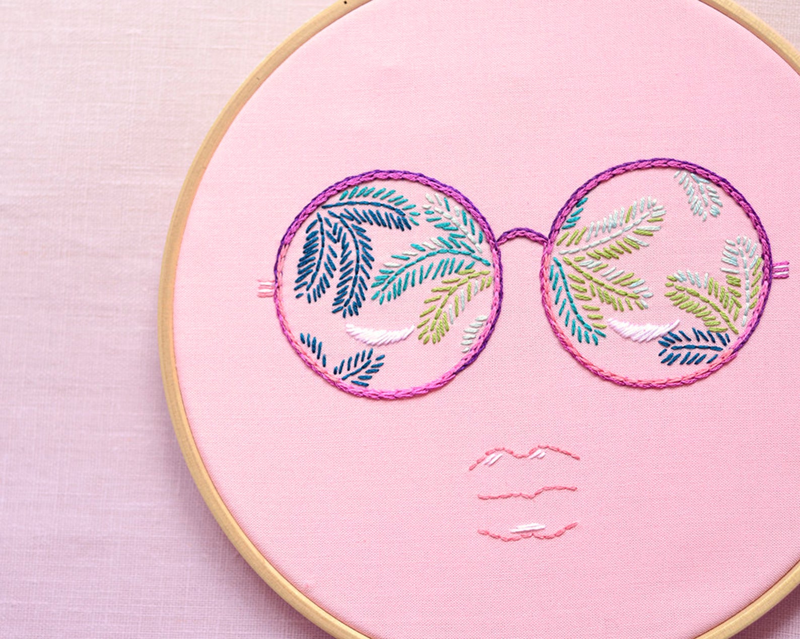 summer sunglasses hand embroidery pattern