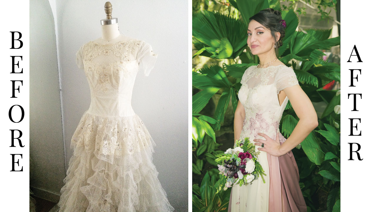 before after wedding dress refashion