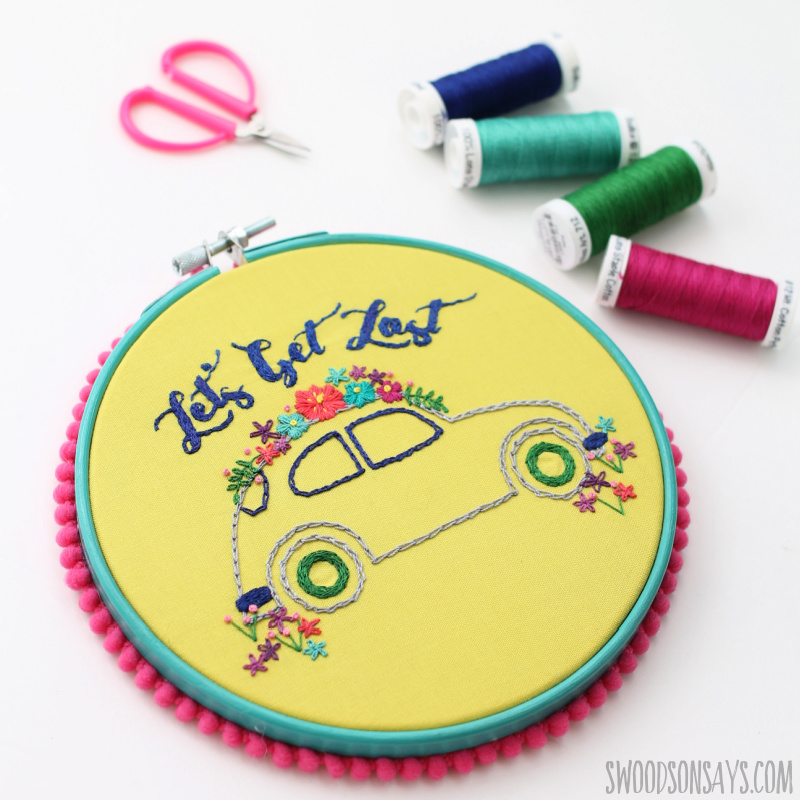 vw bug hand embroidery pattern