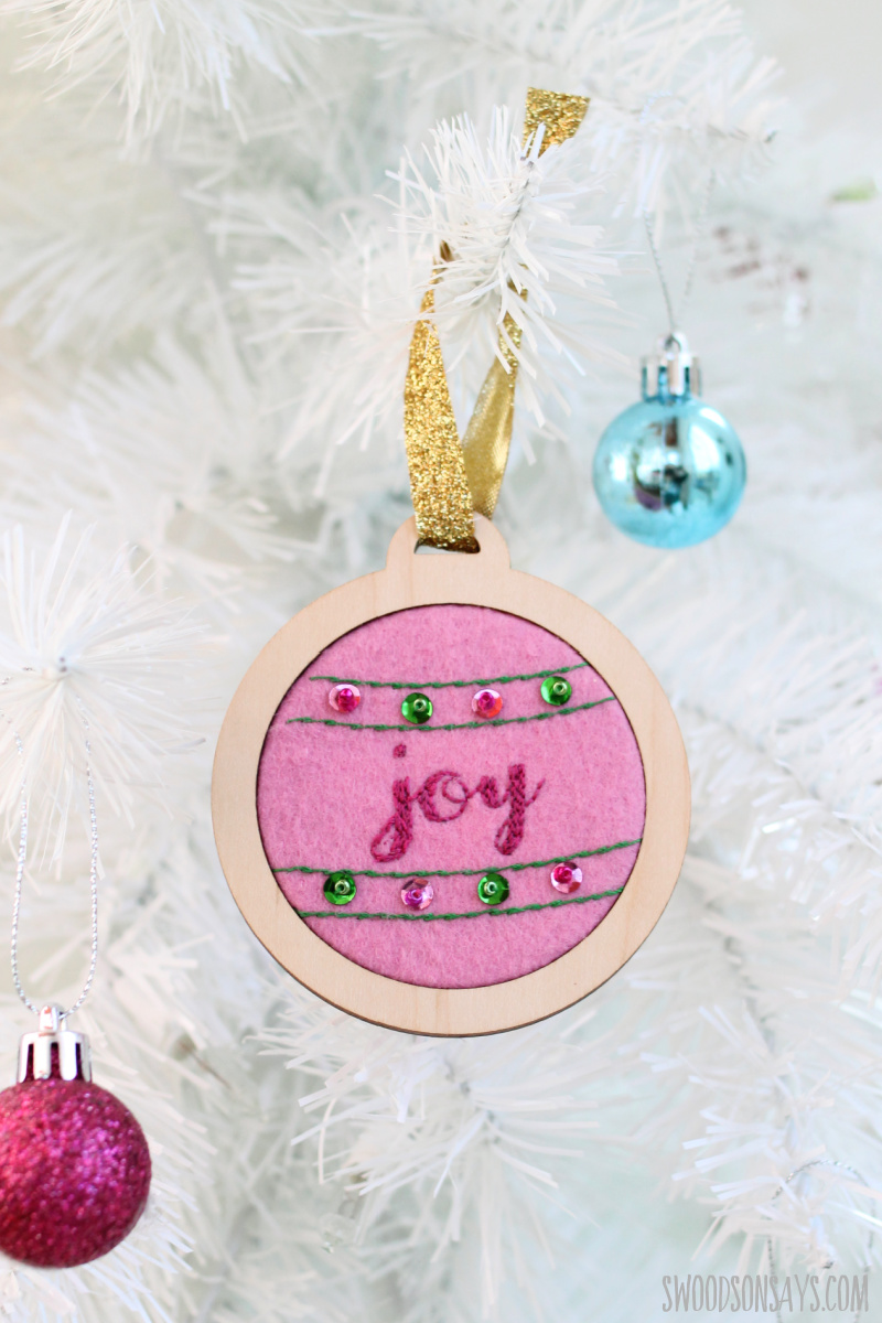 joy embroidered ornament tutorial