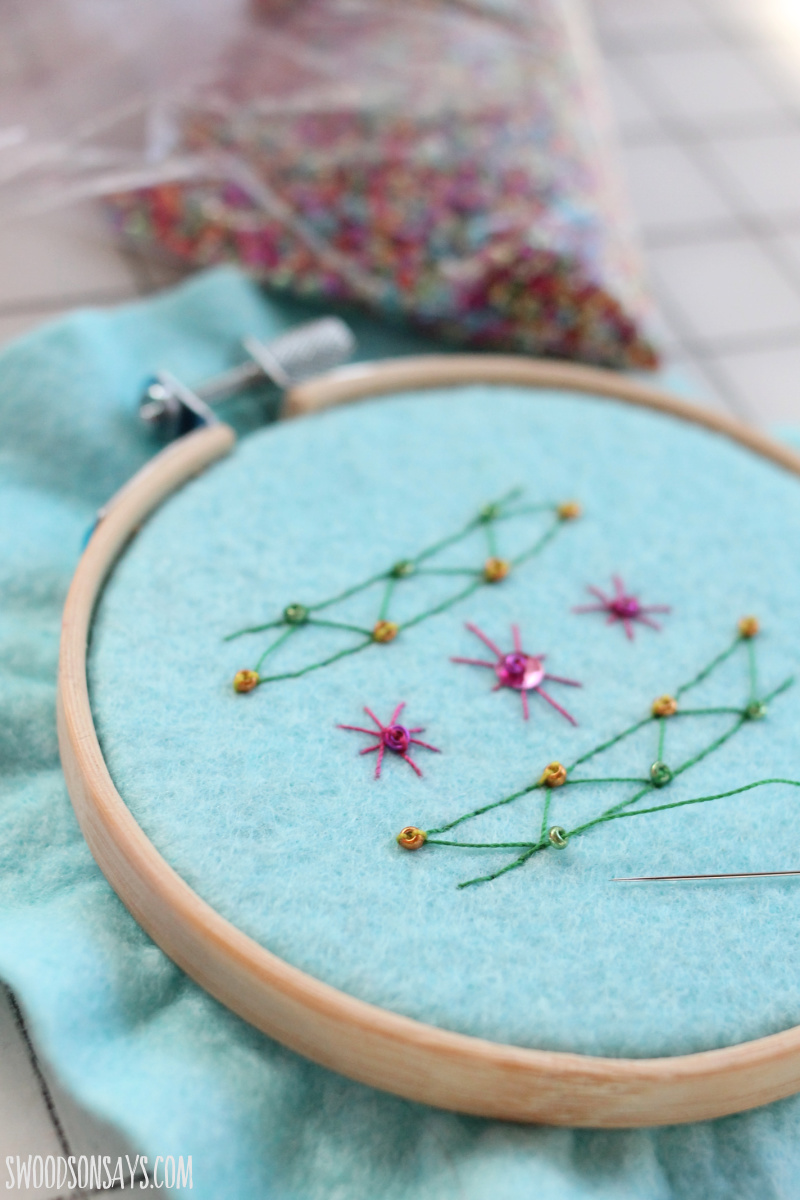 seed beads embroidered ornament
