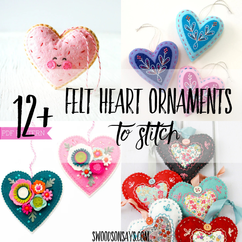 12+ felt heart ornaments to make