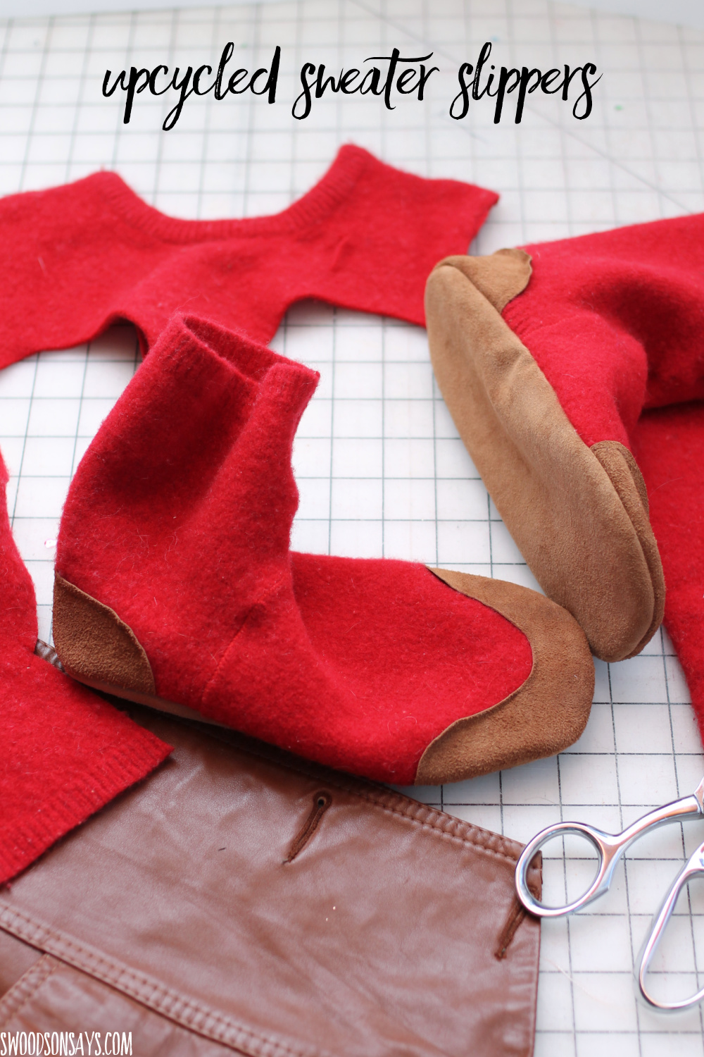 upcycled wool sweater slippers diy