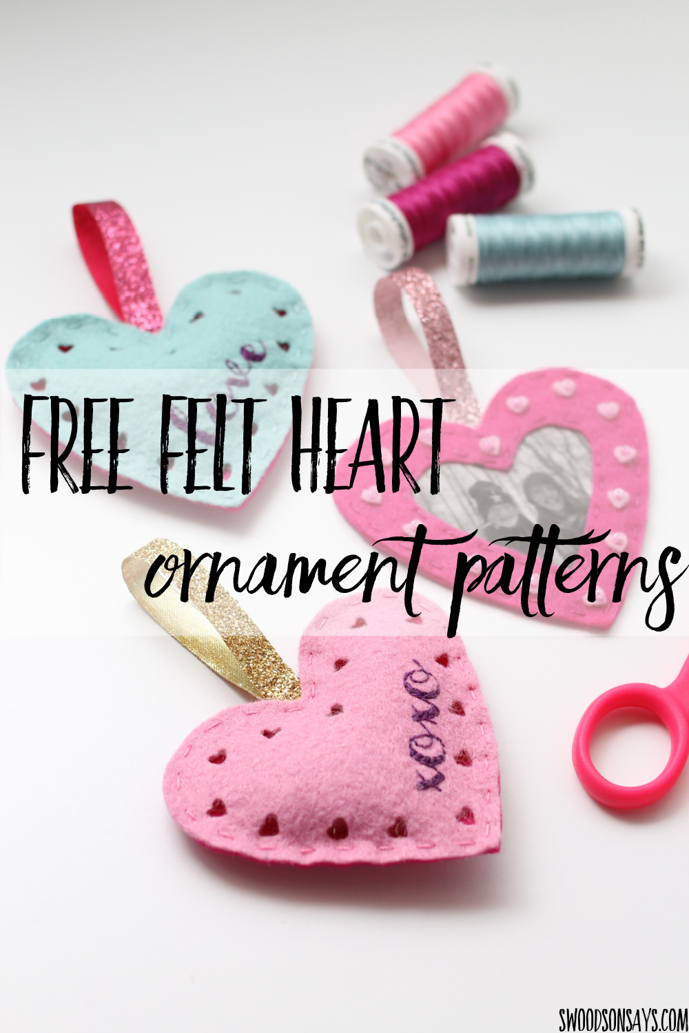 Free felt heart ornaments diy