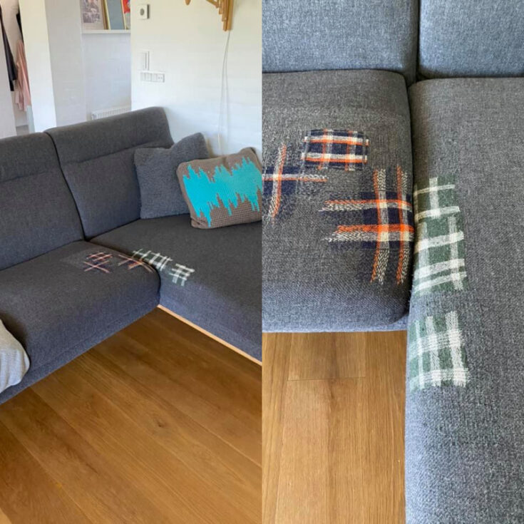 darning mend on a couch
