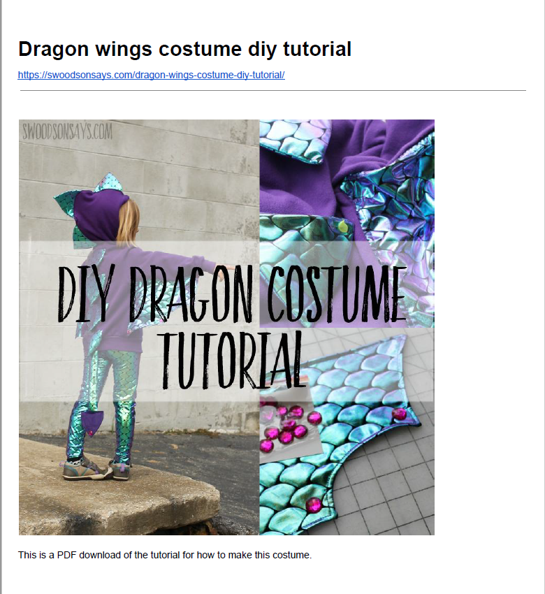 dragon wings spike printable tutorial and pattern