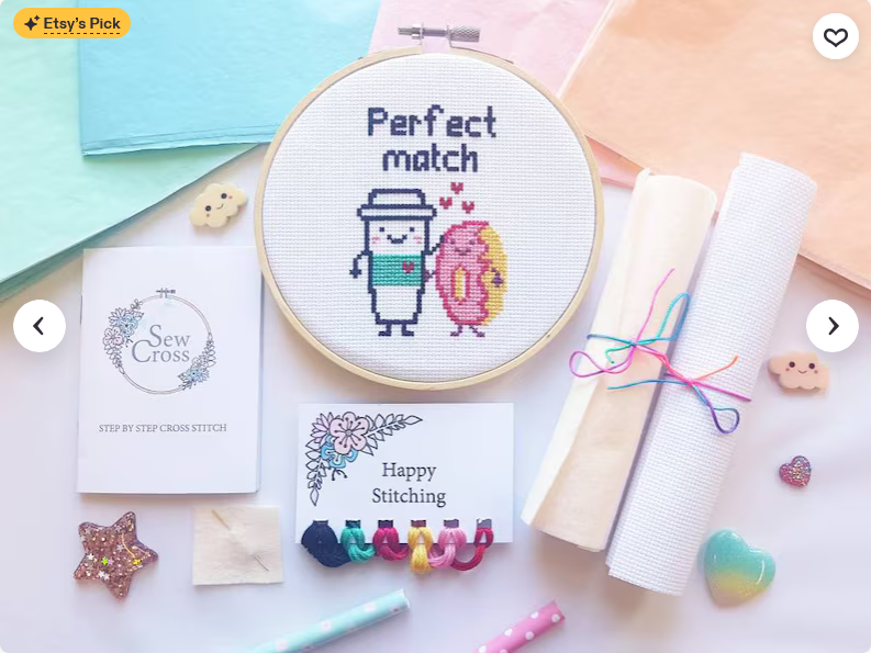 coffee donut cross stitch kit
