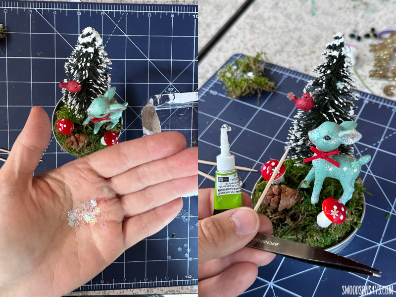 glue tiny snowflakes ornament