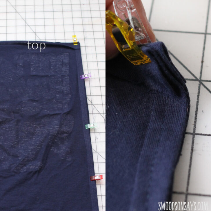 Upcycled t-shirt flat bottom drawstring bag pattern - Swoodson Says
