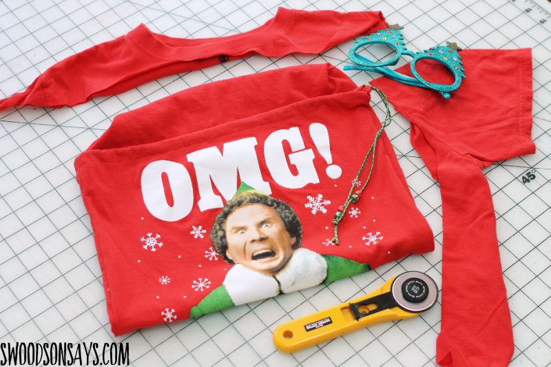 elf upcycle sewing project