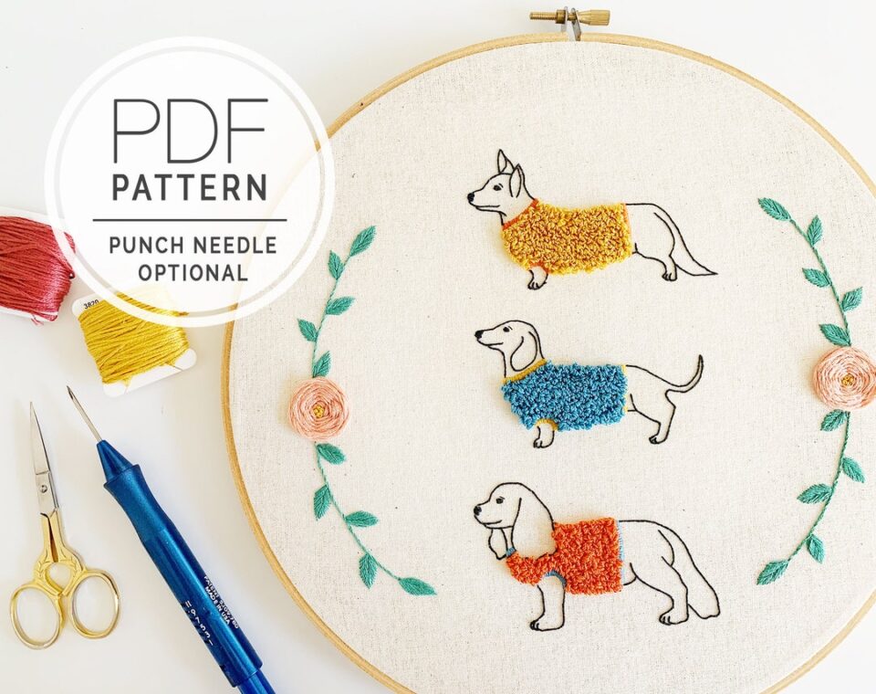 13+ dog hand embroidery patterns - Swoodson Says