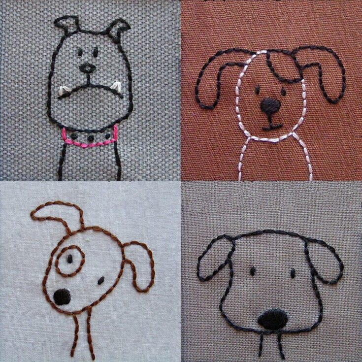 Image for Embroidered dog faces  pattern