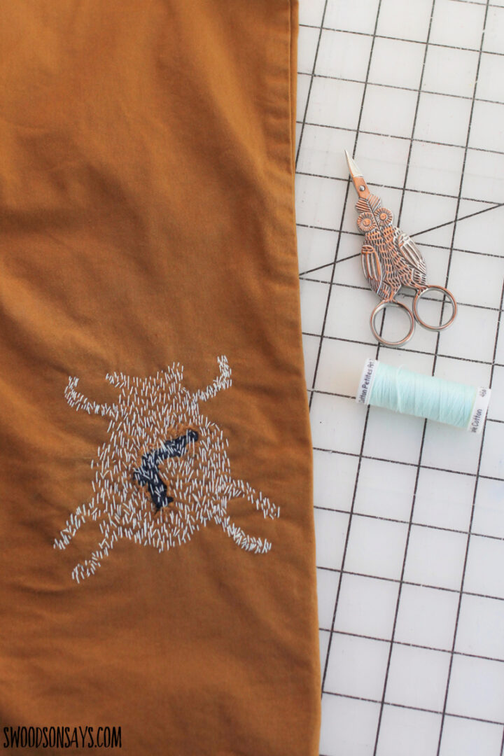 How to mend a rip in jeans with hand embroidery - Swoodson Says