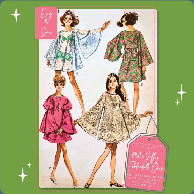 Image for 1960s Jiffy Tablecloth Dress Vintage Sewing Pattern 8129 