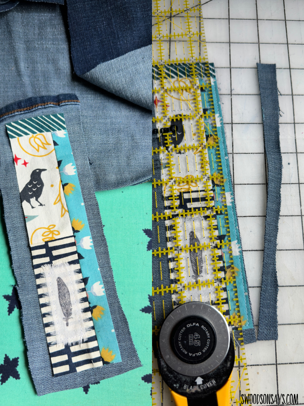 step 8 upcycled jeans bookmark