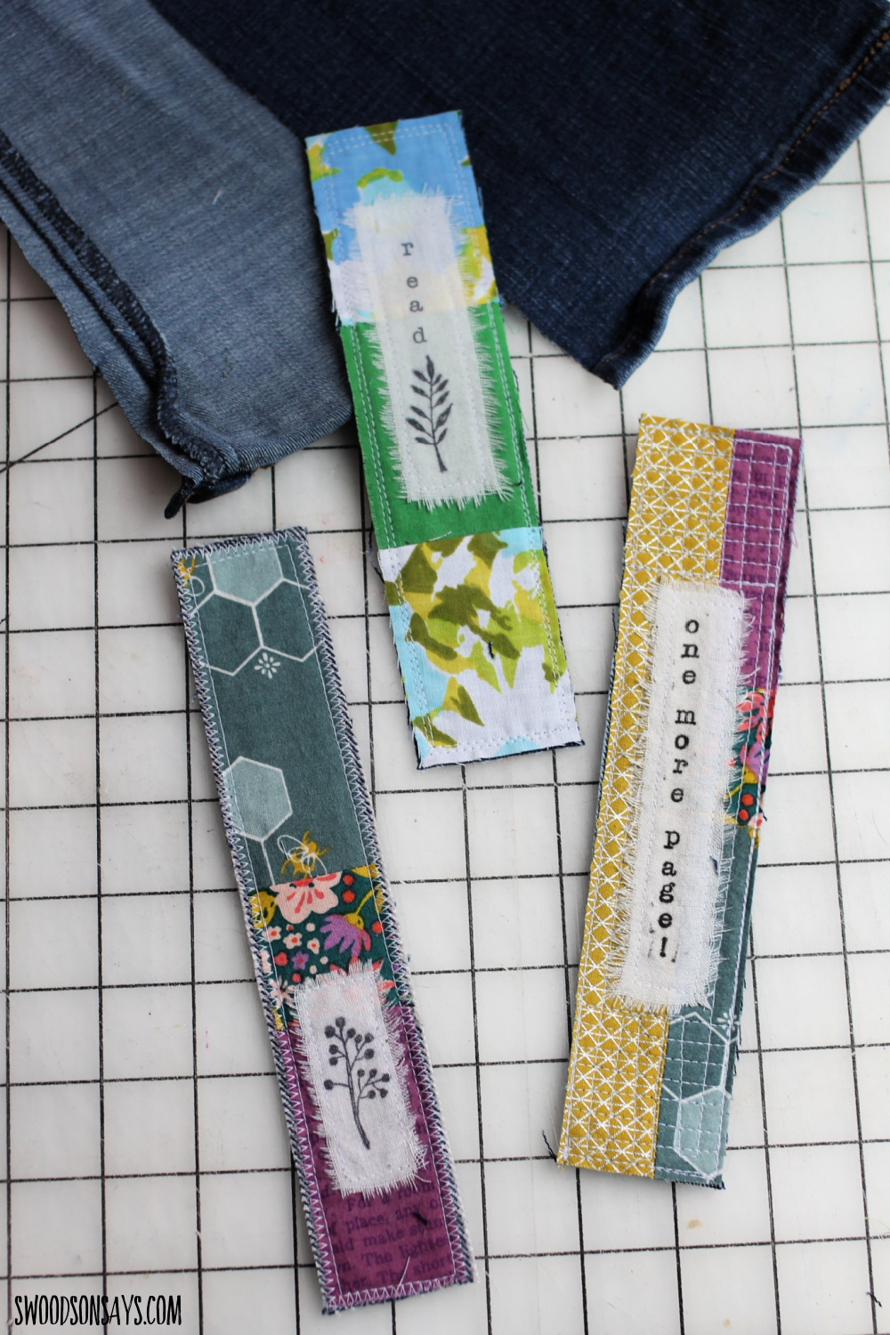 upcycled fabric scrap bookmarks