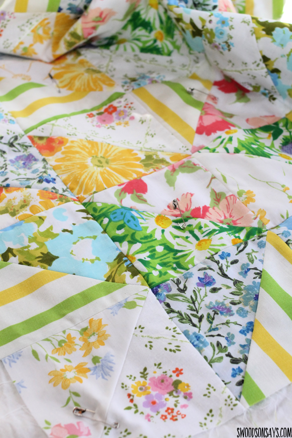 vintage sheet quilt florals