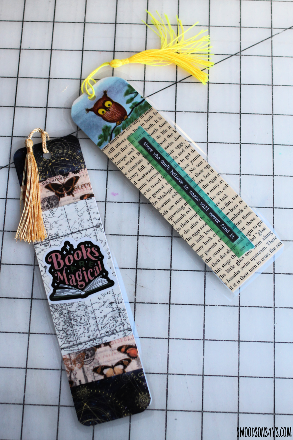 upcycled bookmark with tassel