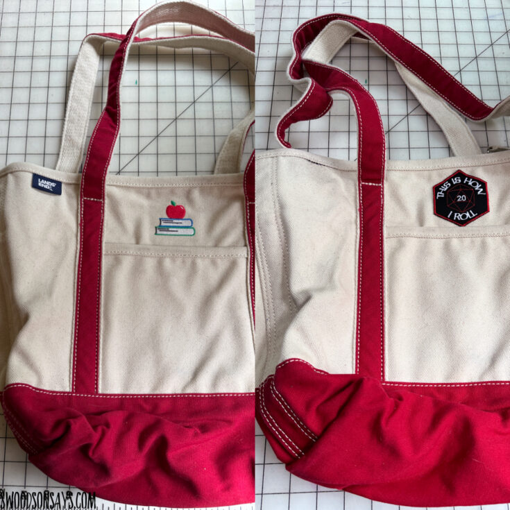 patch over old logo bag