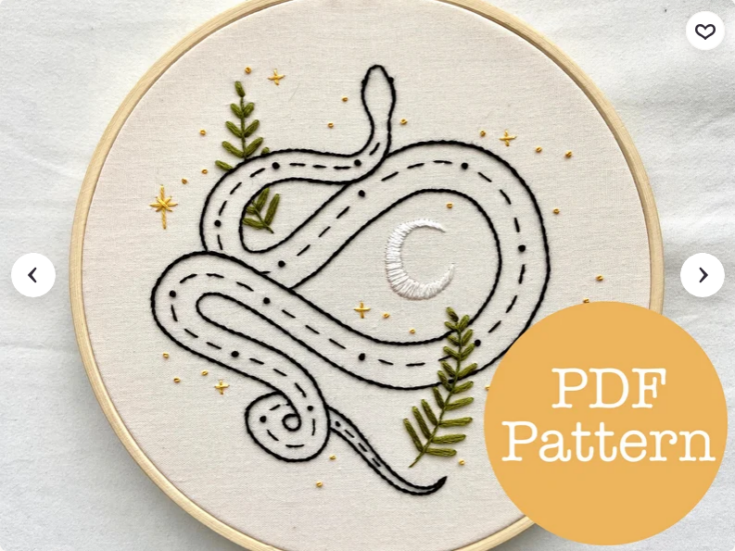 snake hand embroidery pattern