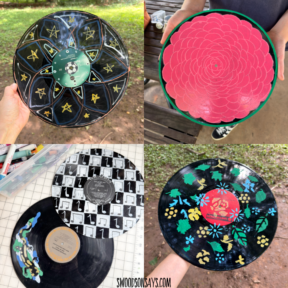 paint pens on old records upcycle craft
