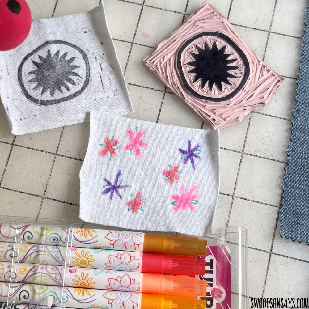 stamped patches fabric scrap upcycle
